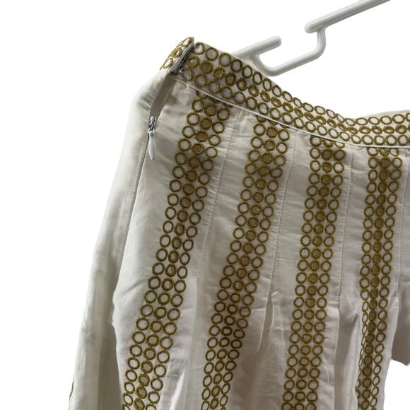 BCBGMAXAZRIA A-Line Skirt White with Gold Circle Patterns Size 0 New with Tags - Picture 10 of 10